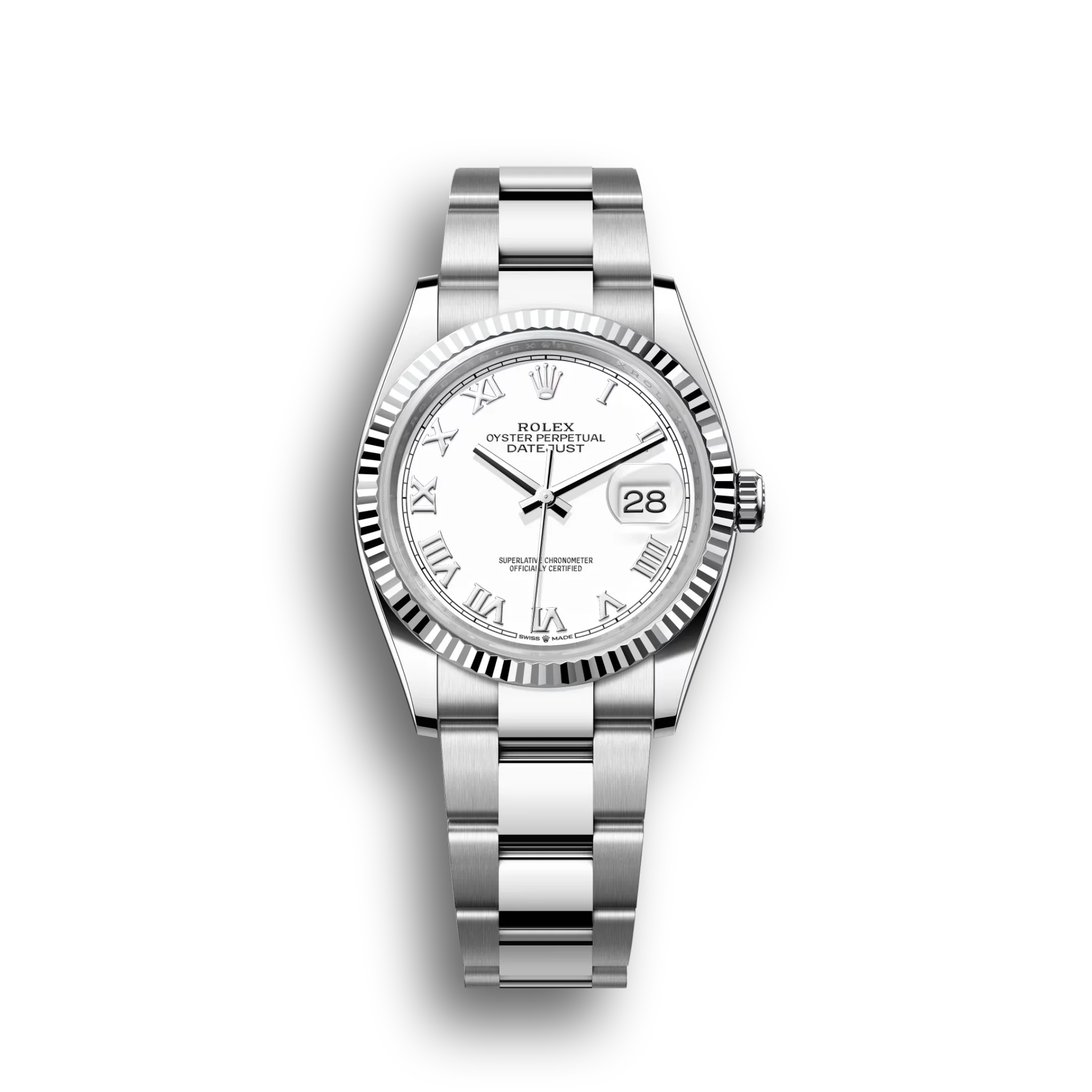 Datejust: Oystersteel and white gold, white dial, Oyster bracelet, m126234-0026