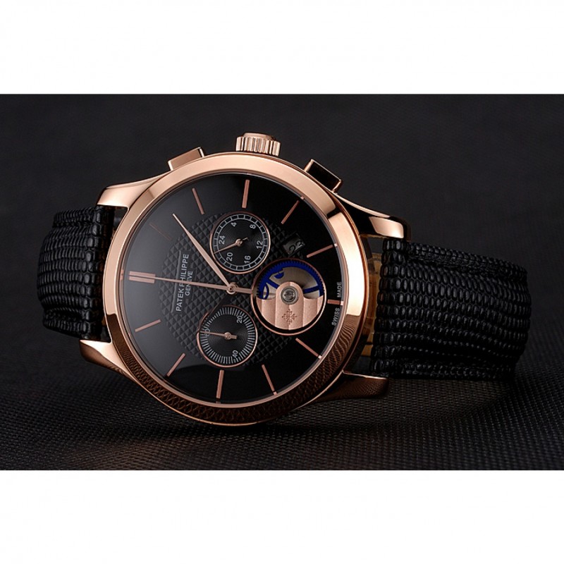 Chronograph Dial Black 43 mm, Rose Gold Plated