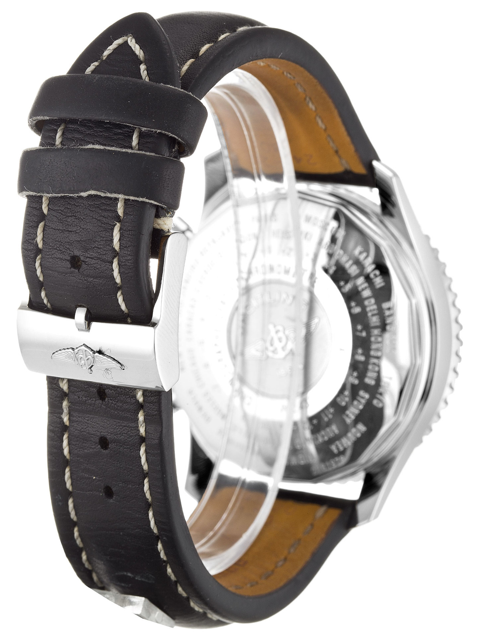 Navitimer World Black Dial Leather Strap A24322