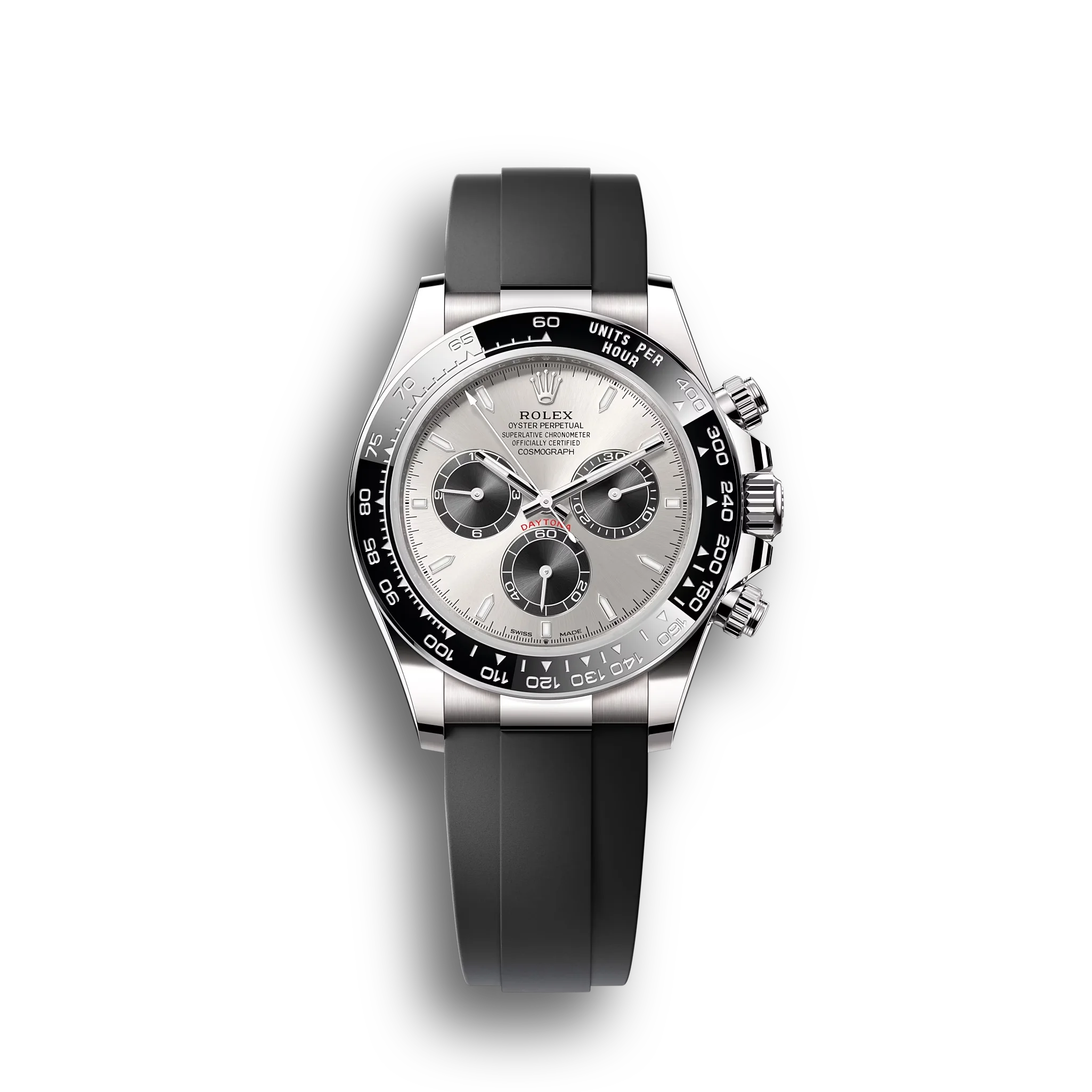 Daytona Cosmograph: Oyster, White gold, Steel and bright black dial, m126519ln-0006