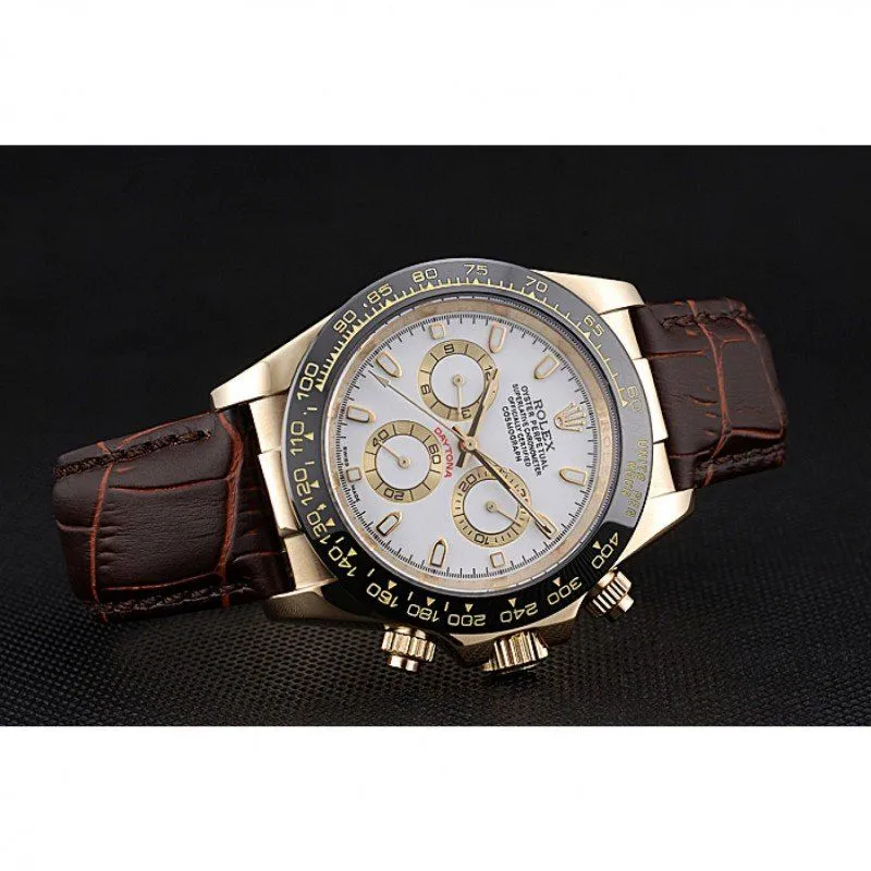 Cosmograph Daytona Gold Case White Dial Brown Leather Bracelet 622633