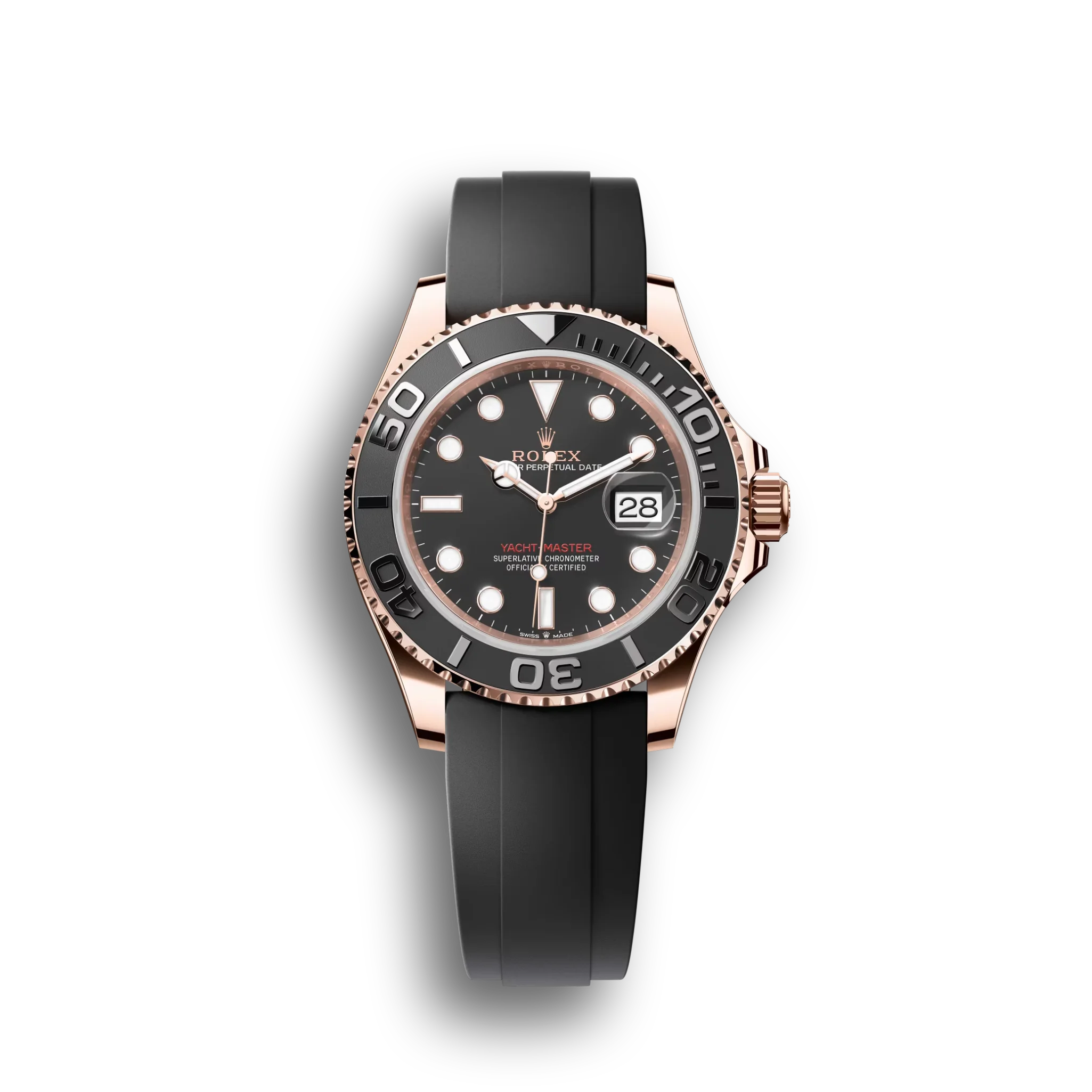 Yacht-Master: Everose gold, Intense black dial, Oyster bracelet, m126655-0002