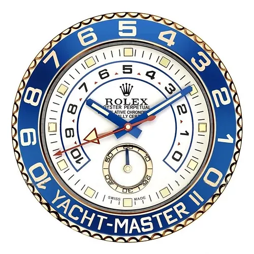 yacht master ll gold blue wall clock