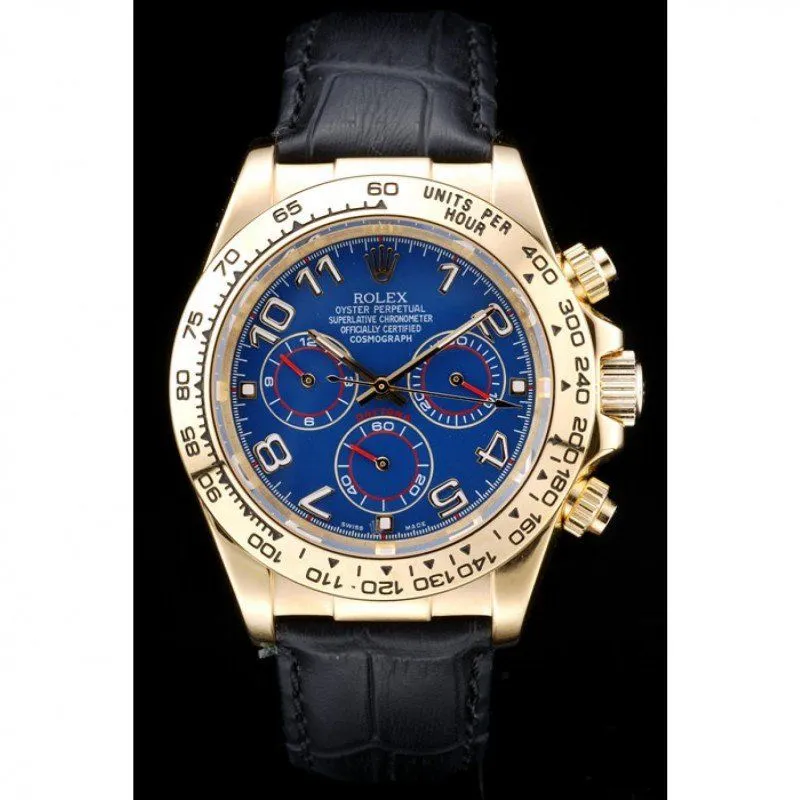 Daytona Gold Case Blue Dial Black Leather Strap