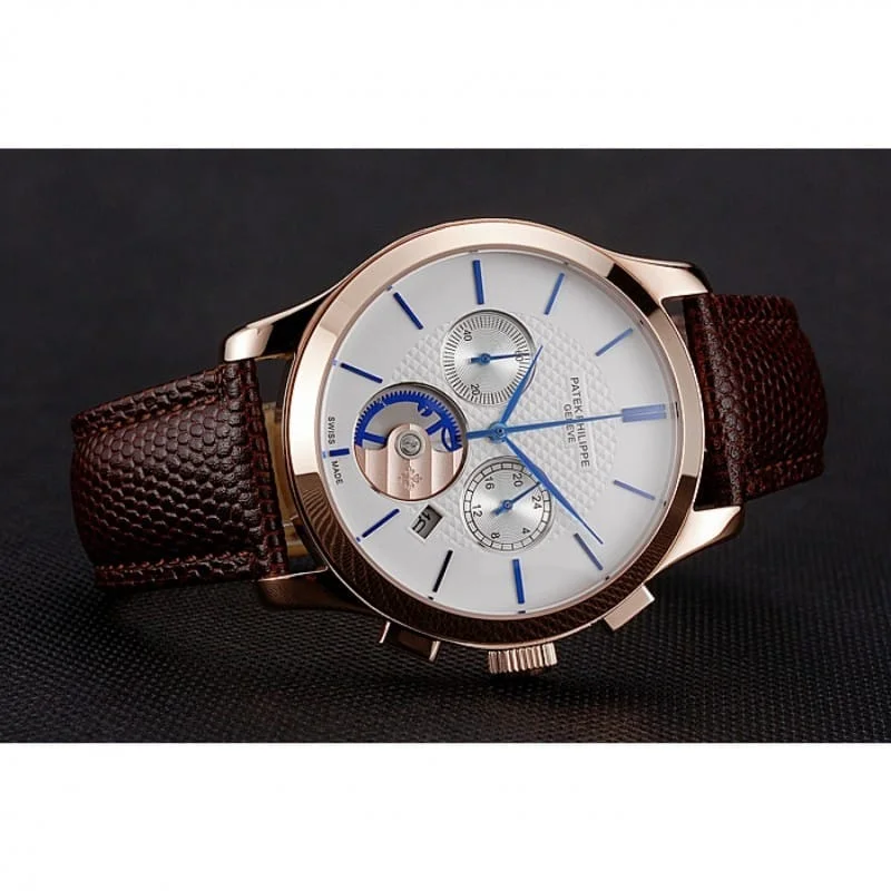 Chronograph Dial White 43 mm, Rose Gold Plated
