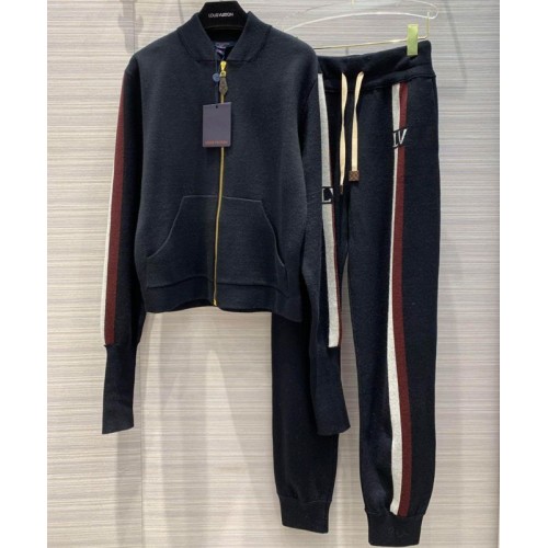 Louis Vuitton Striped stretch sports suit Black