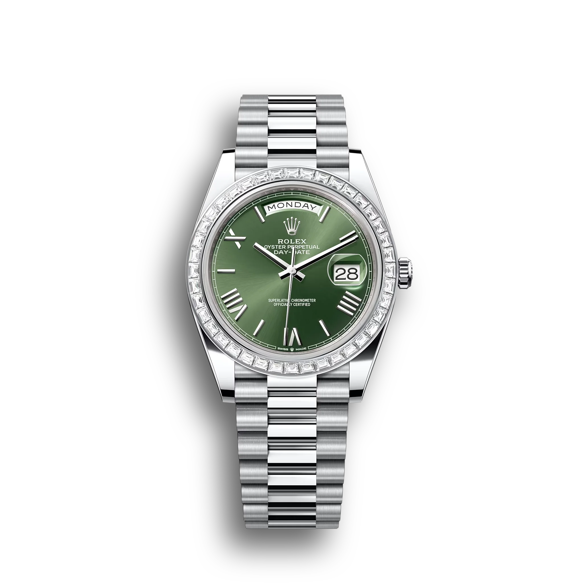 Day-Date: platinum, olive-green, m228396tbr-0020