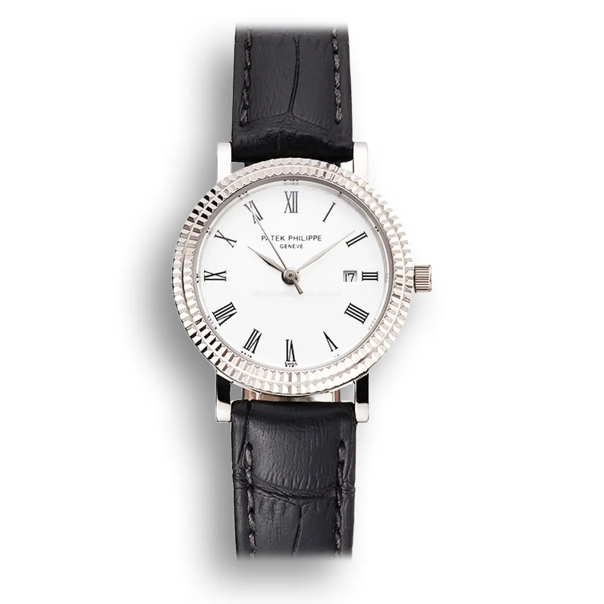 Calatrava Roman Dial White 28 mm, Stainless Steel