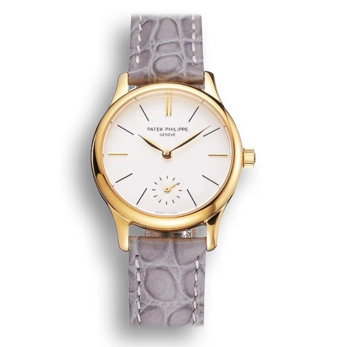 Calatrava Dial White 28 mm, Yellow Gold Plated