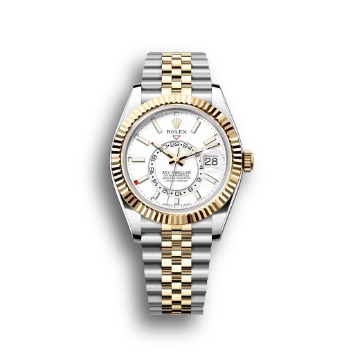 Sky-Dweller: Oystersteel and yellow gold, intense white dial, Jubilee bracelet, m336933-0006