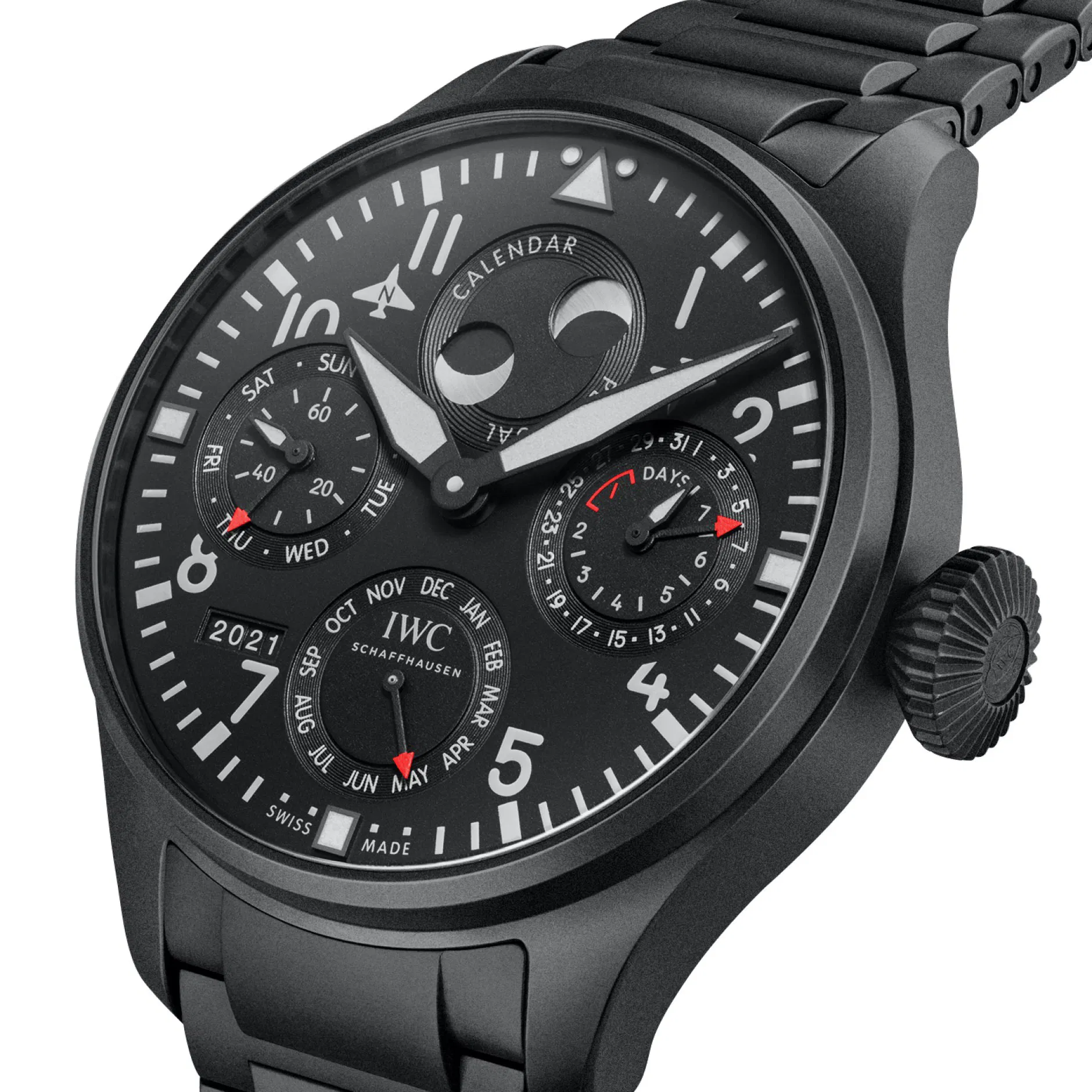 Schaffhausen big Pilots watch perpetual calendar top gun ceratanium iw503604