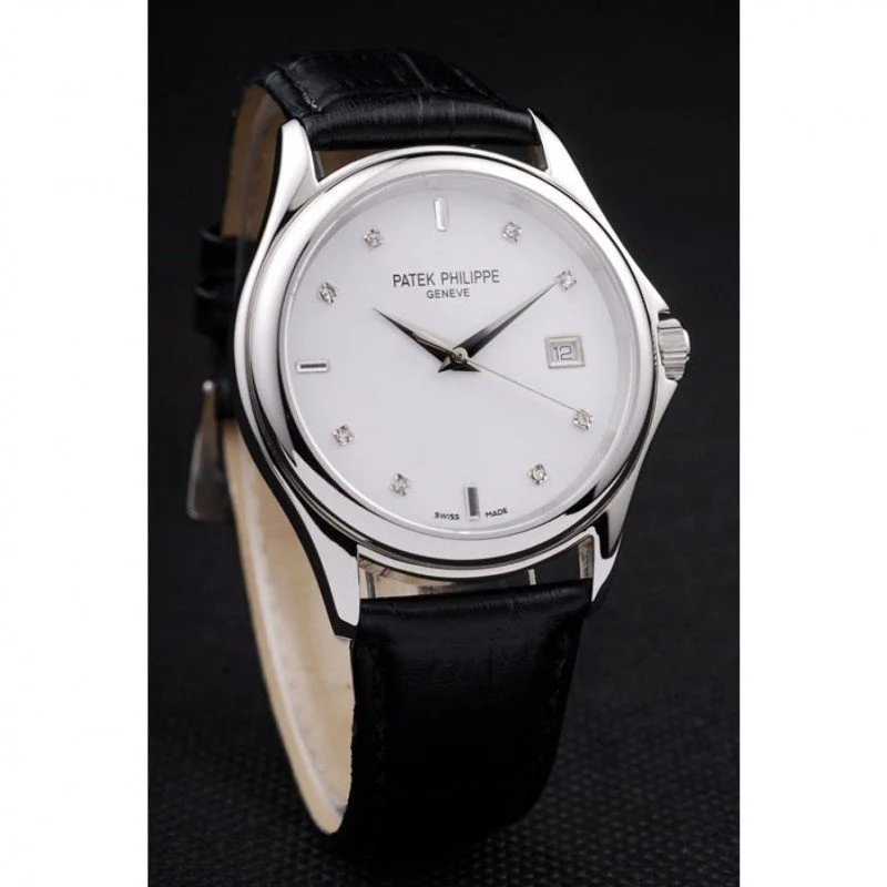 Geneve Calatrava Crystal Dial White 38 mm, Stainless Steel
