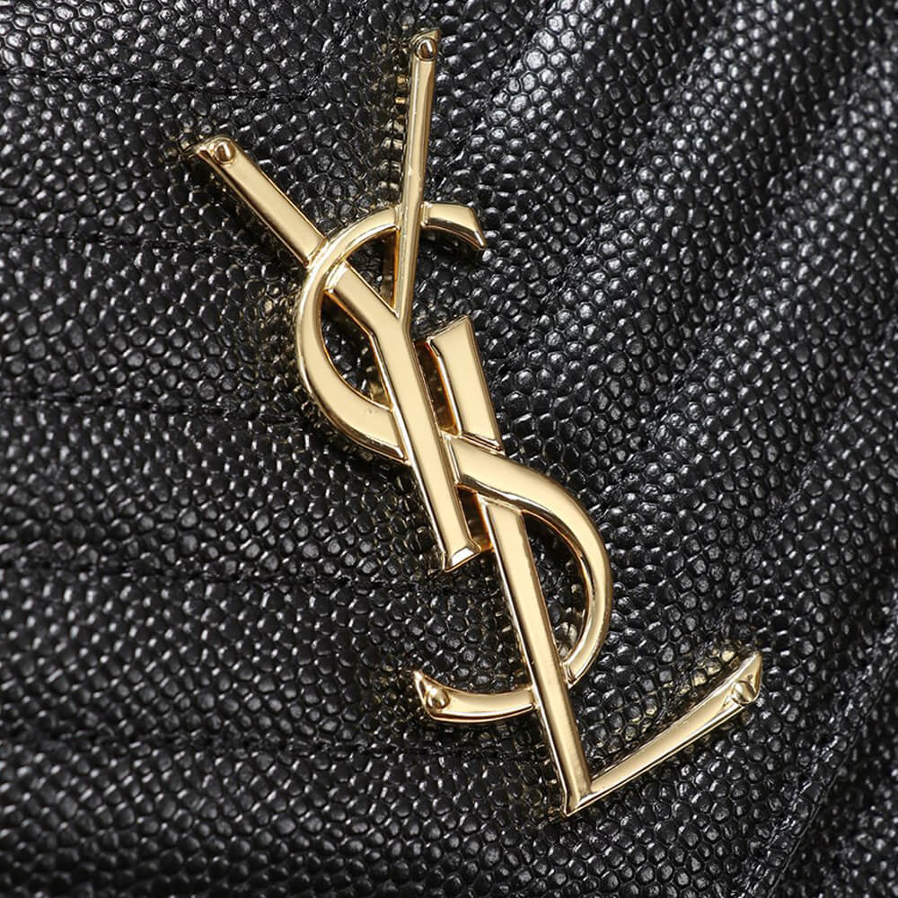 YSL Saint Laurent Chain-strap YSL-plaque grained-leather wallet