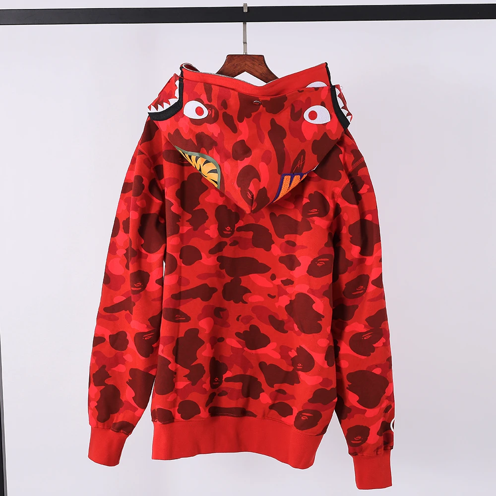 Shark Full Zip Hoodie Double Hat (Blue/ Red /Purple)