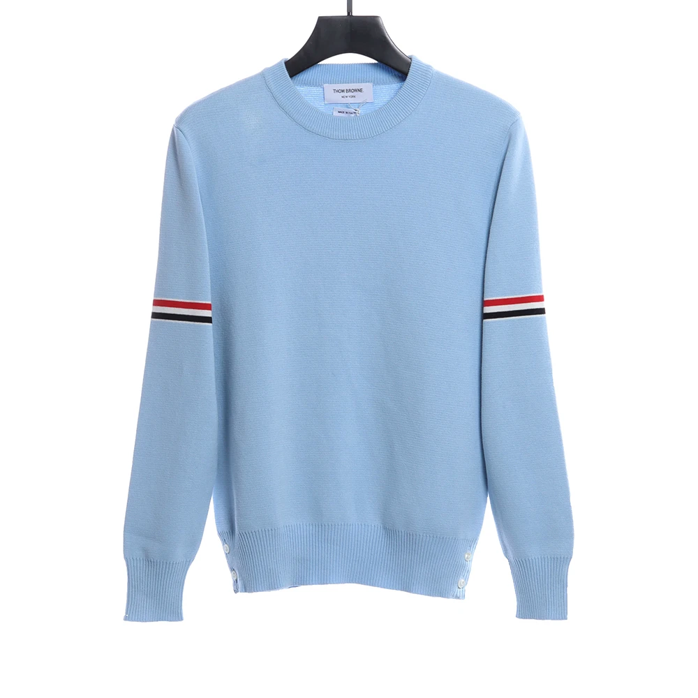 Double Sleeve Webbing Armband Crew Neck Sweater