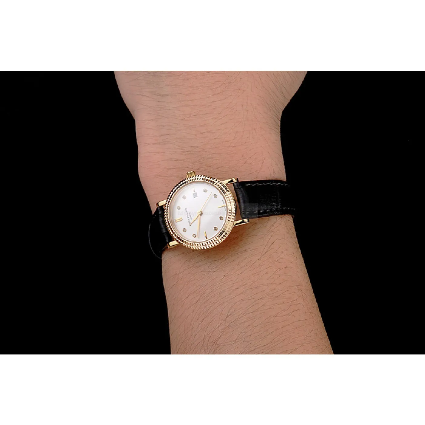 Calatrava White & Diamond Dial 28 mm, Yellow Gold Plated