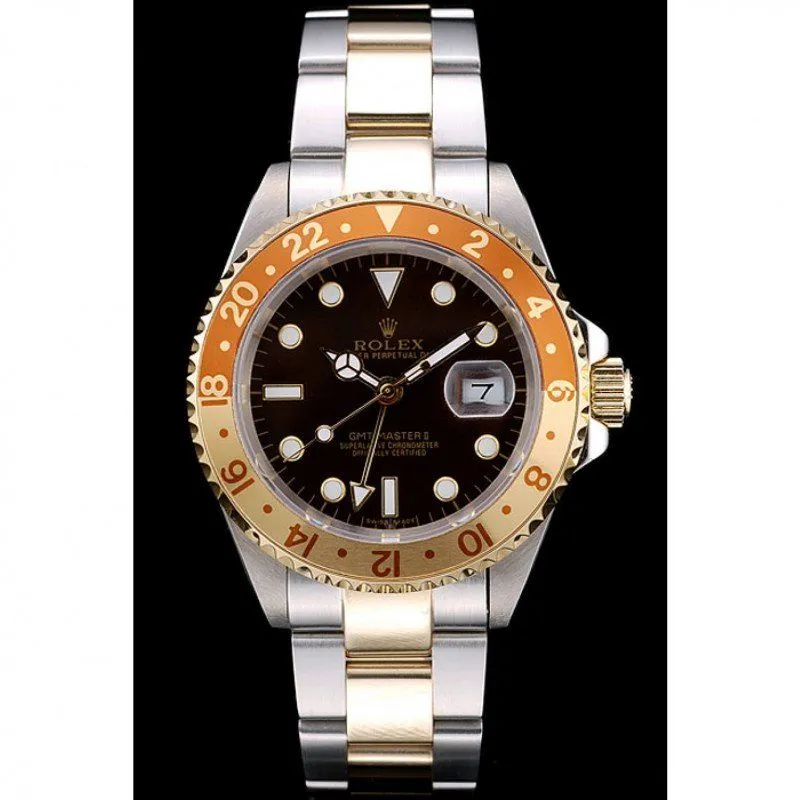 GMT Master II Gold Colored Ceramic Bezel Brown Dial Watch
