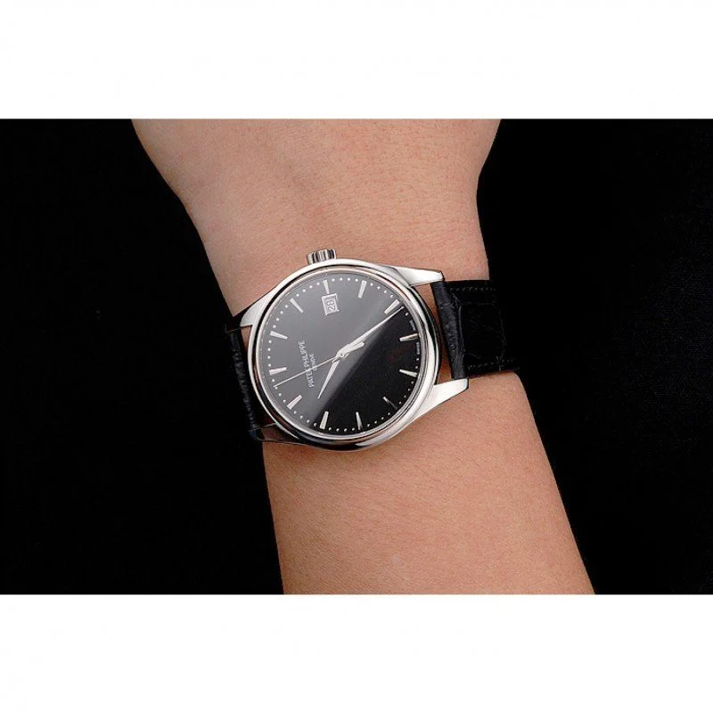 Calatrava Black Dial 41 mm, Stainless Steel