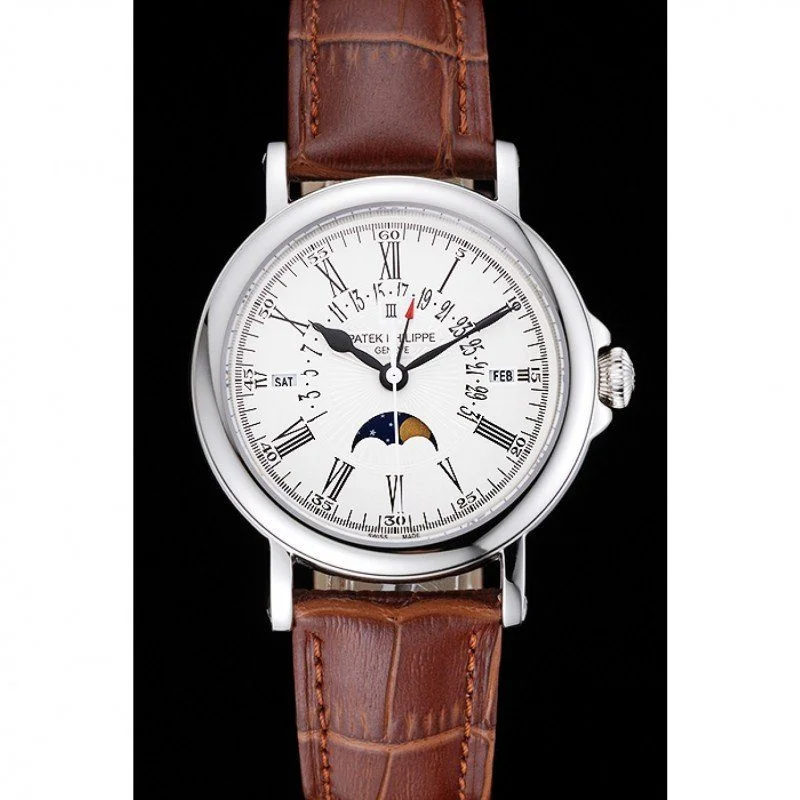 Perpetual Calendar Dial White 40 mm, Stainless Steel