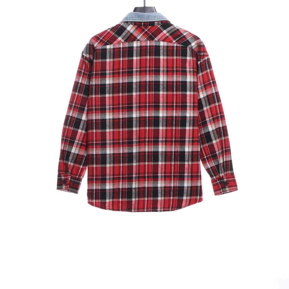 Red plaid panel shirt