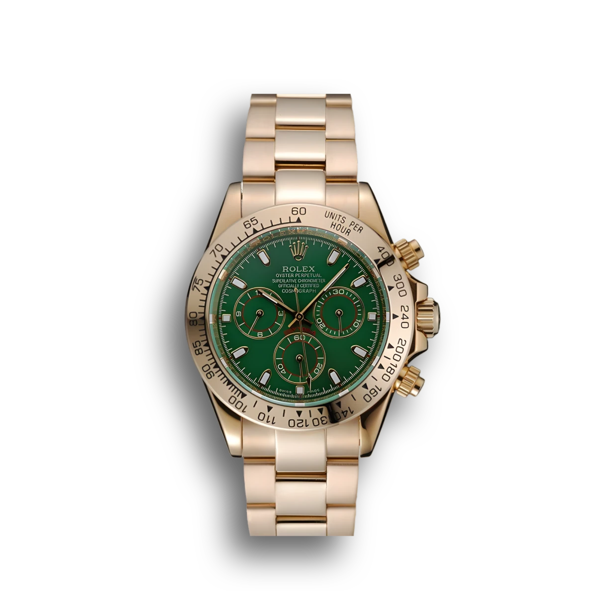 Cosmograph Daytona Green Dial Rose Gold Case And Bracelet 1454244