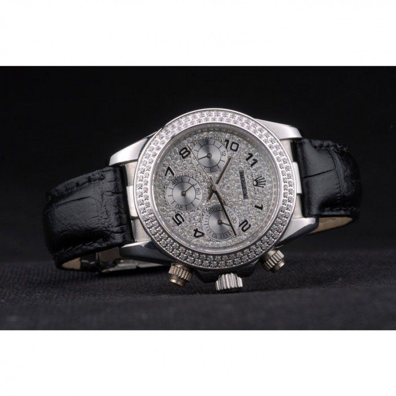 Daytona Lady Stainless Steel Case Crystal Studded Bezel Crystal Studded Dial