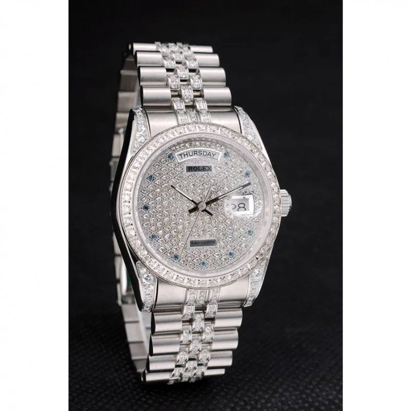 DayDate Diamond Plated Stainless Steel Bracelet Diamond Plated Dial 41985