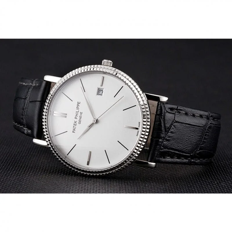Calatrava Dial White 40 mm, Stainless Steel