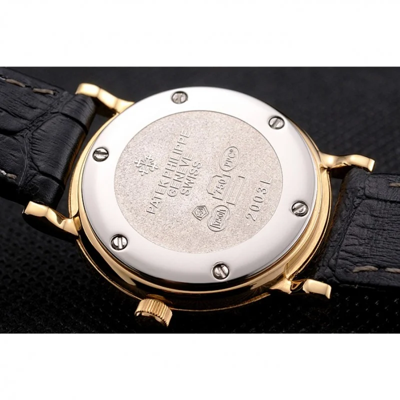 Calatrava Black Dial Roman 28 mm, Yellow Gold Plated