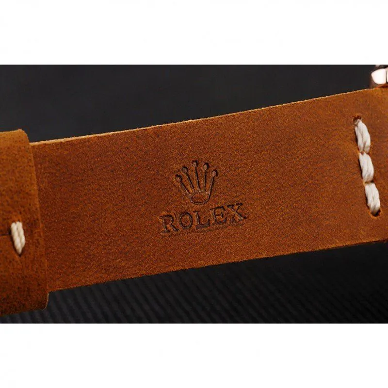 Yacht-Master Black Dial Brown Bezel Rose Gold Case Brown Leather Bracelet 1453860