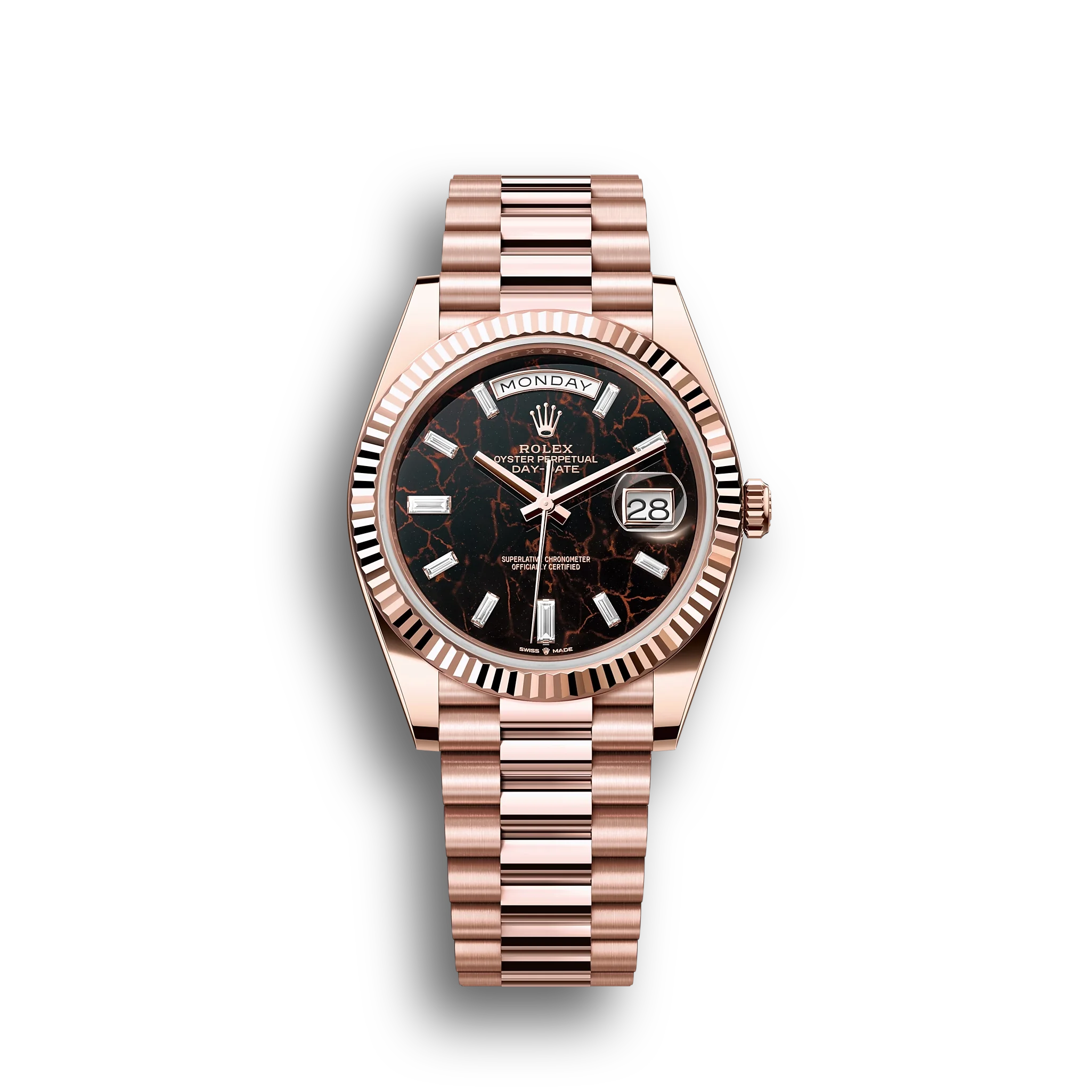 Day-Date: 40 Everose gold, eisenkiesel, diamond-set, m228235-0045