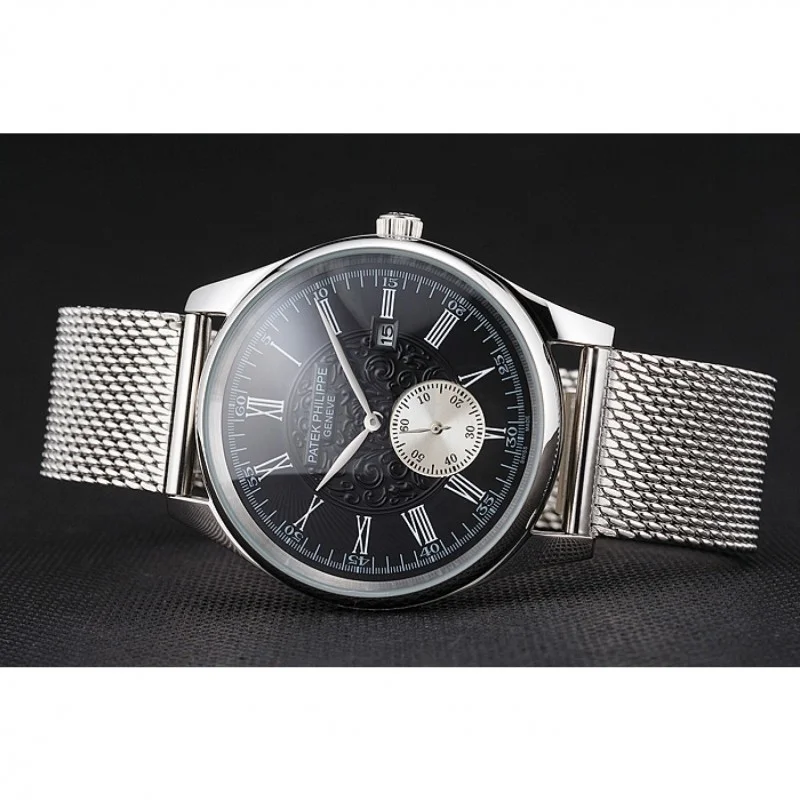 Calatrava Small Seconds Dial Black 40 mm, Stainless Steel