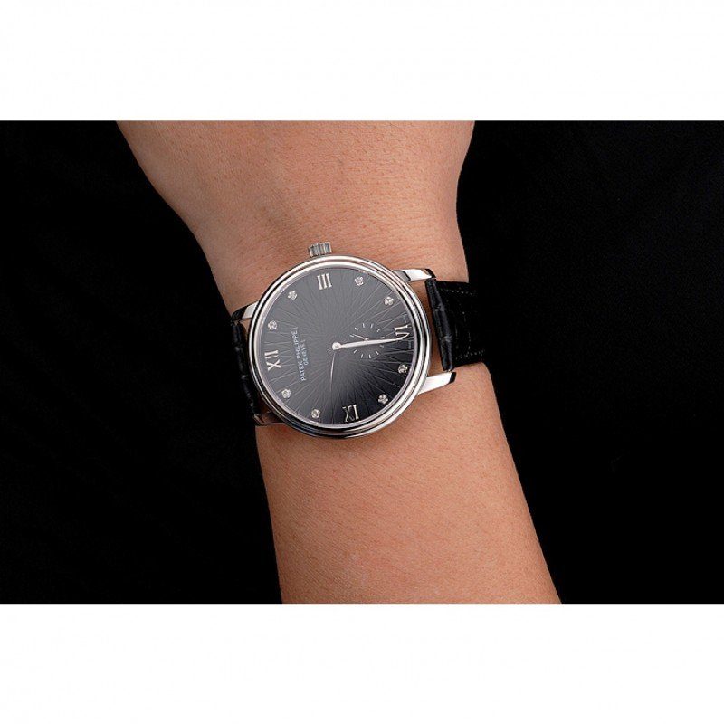 Calatrava Dial Black 41 mm, Stainless Steel