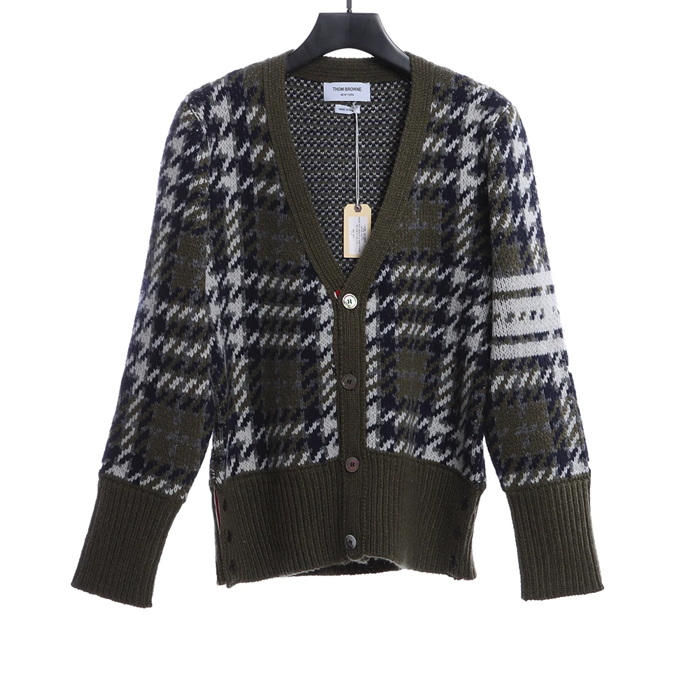 Houndstooth cardigan sweater