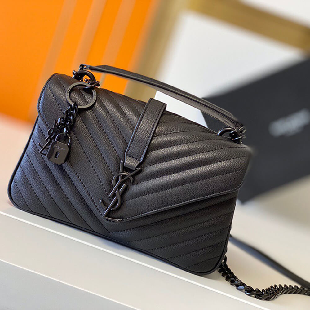 YSL Saint Laurent College quilted-leather satchel bag