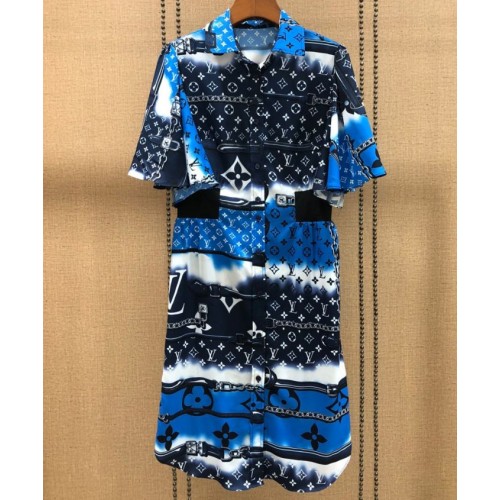 Louis Vuitton Monogram Printed T-Shirt Dress Blue