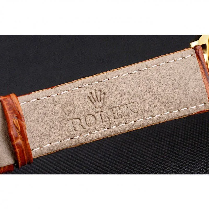 Swiss Cellini Gold Dial Roman Numerals Gold Case Light Brown Leather Strap