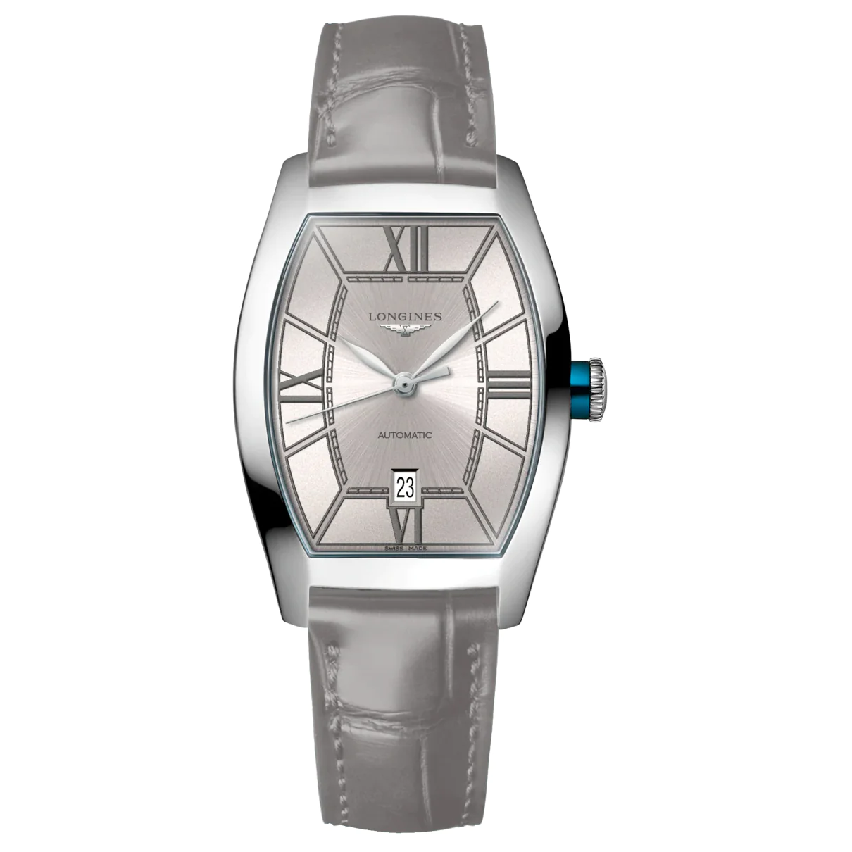 Evidenza 26x30.60MM Automatic Champagne Colored Dial Grey Leather Strap Watch L21424662