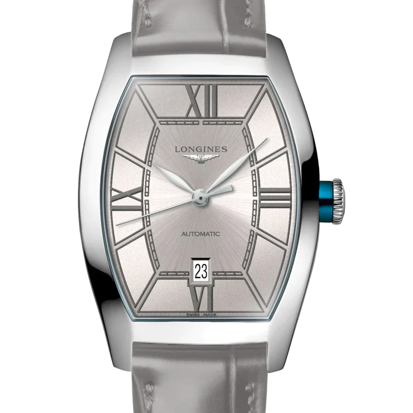 Evidenza 26x30.60MM Automatic Champagne Colored Dial Grey Leather Strap Watch L21424662