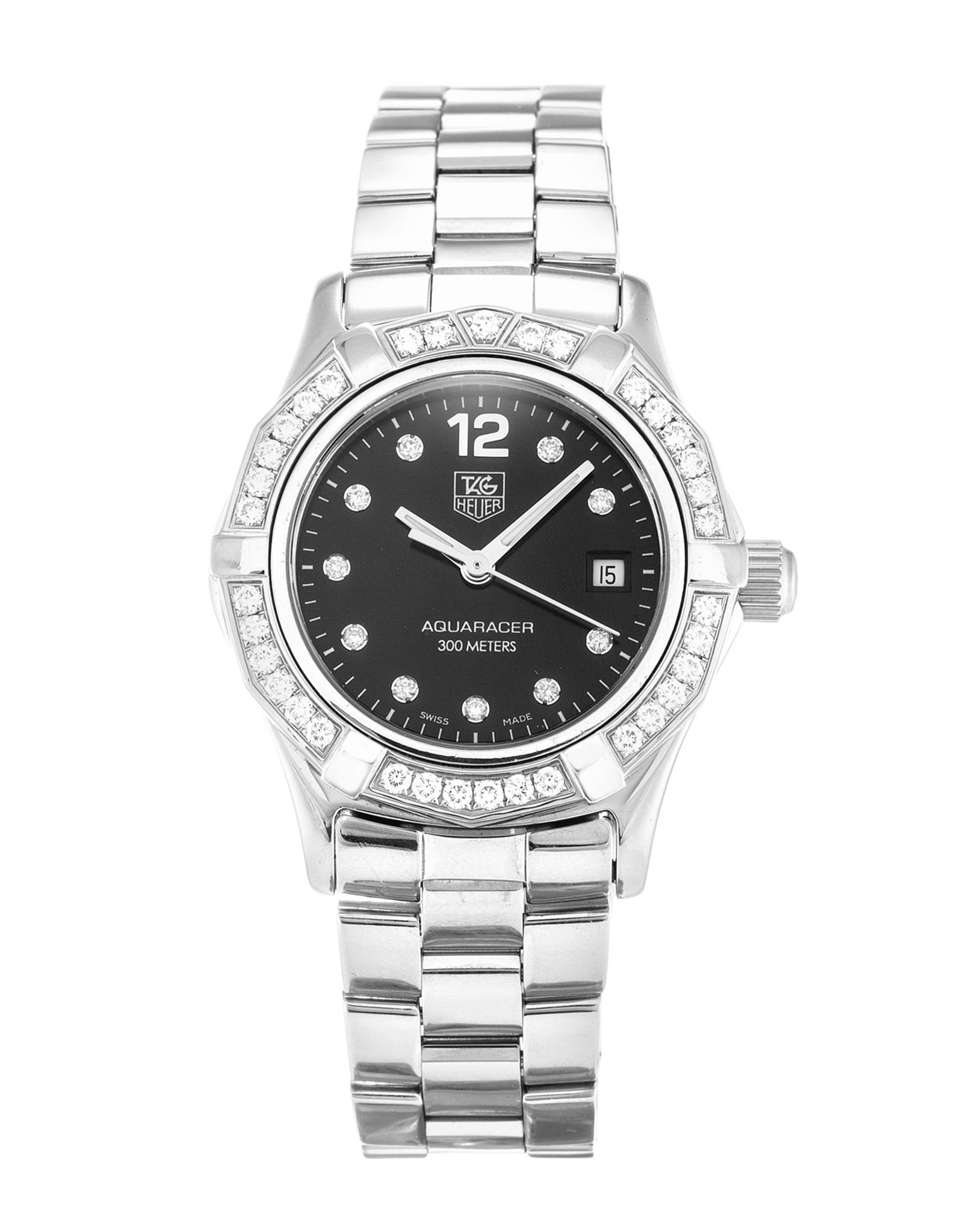 Aquaracer Black Dial Diamond Markers Lady WAF141D.BA0813 27MM