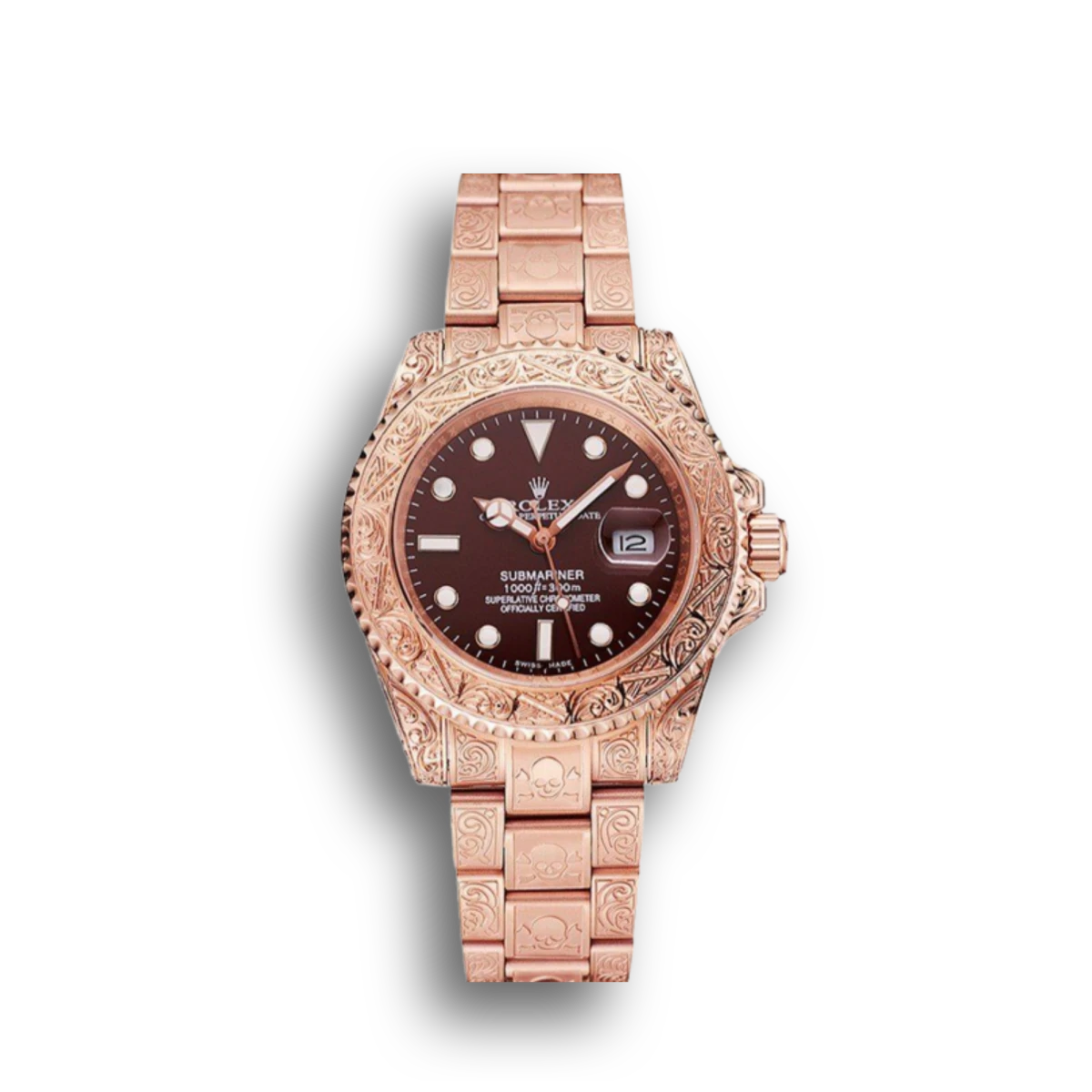 Swiss Submariner Skull Limited Edition Brown Dial Rose Gold Case And Bracelet 1454087
