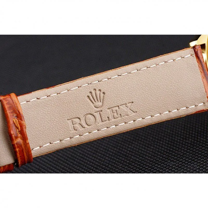 Swiss Cellini Gold Dial Gold Case Light Brown Leather Strap