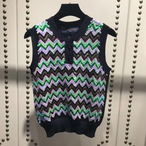 louis vuitton wave sequins knitwear vest