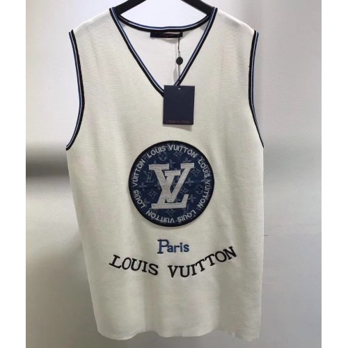 Louis Vuitton Sleeveless Tank Top Vest White/Blue