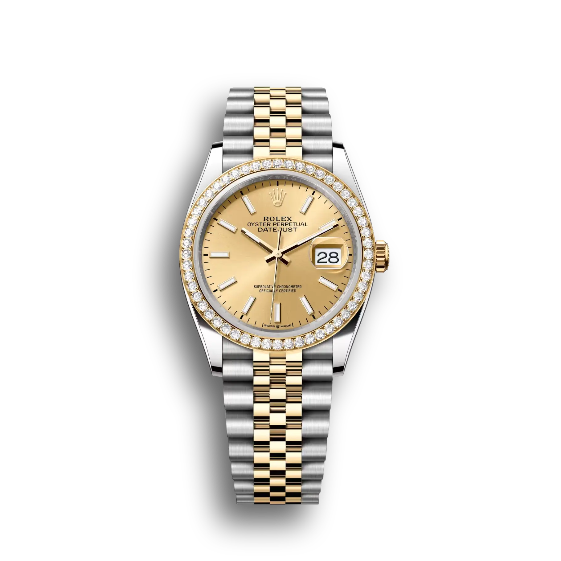 Datejust: Oystersteel and yellow gold, champagne-colour, m126283rbr-0001