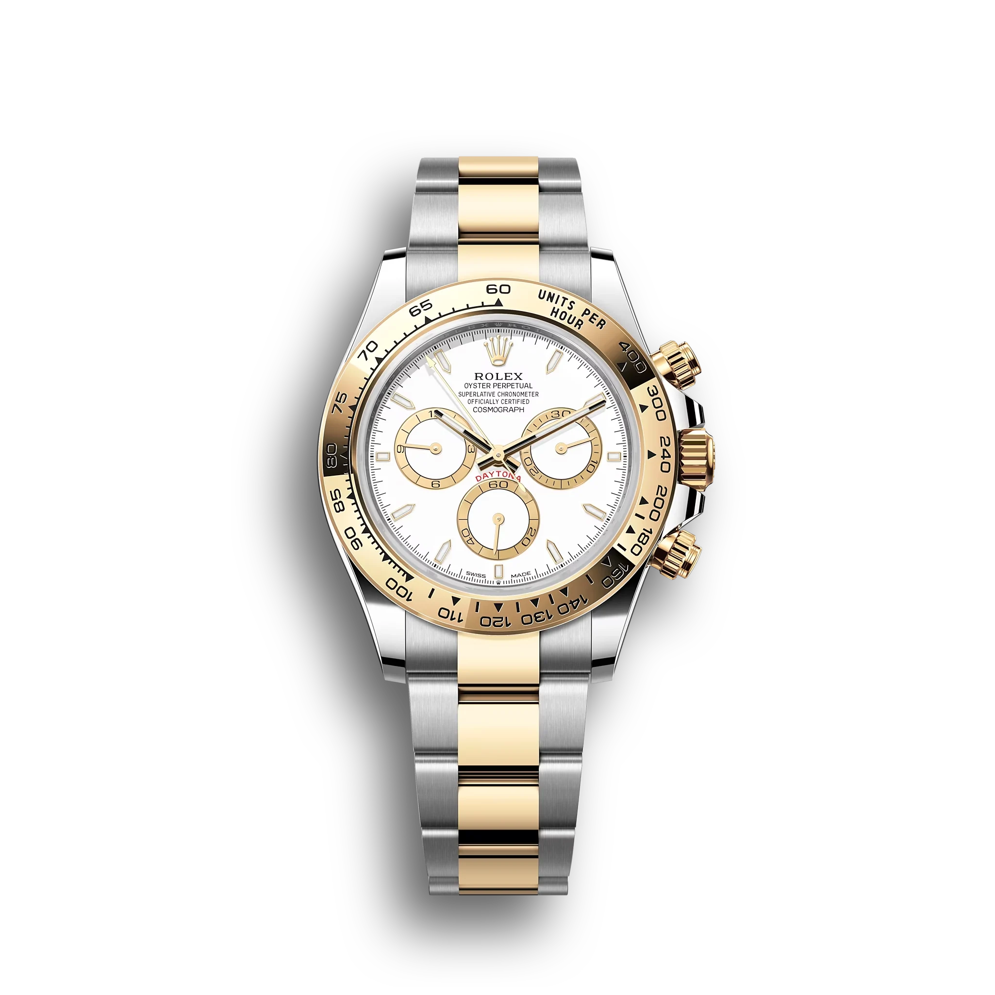 Daytona Cosmograph: Oyster, Yellow gold, White dial, m126503-0001