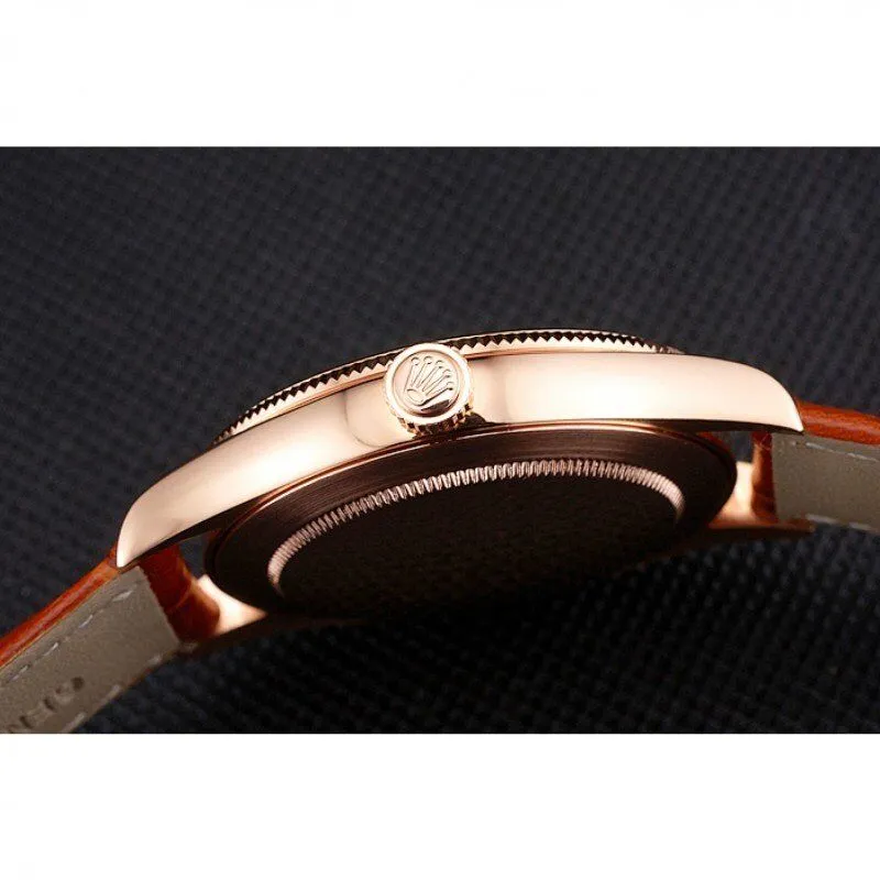 Swiss Cellini White Dial Rose Gold Case Light Brown Leather Strap