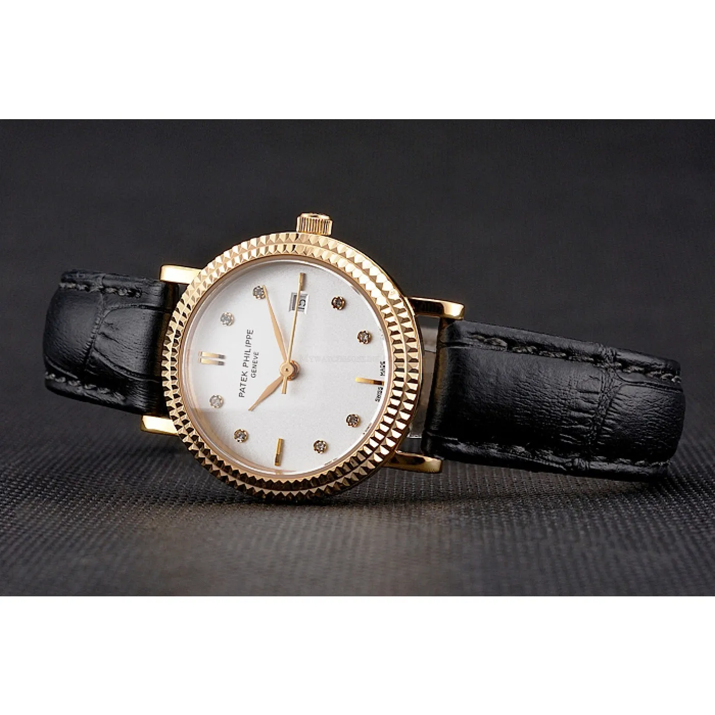 Calatrava White & Diamond Dial 28 mm, Yellow Gold Plated