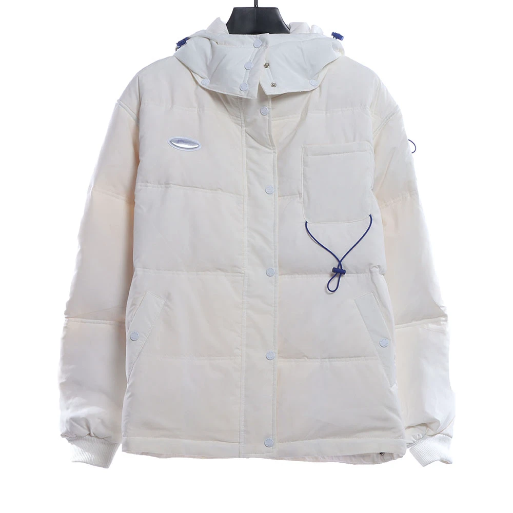 Monster Badge Stand Collar Hidden Hooded Down Jacket