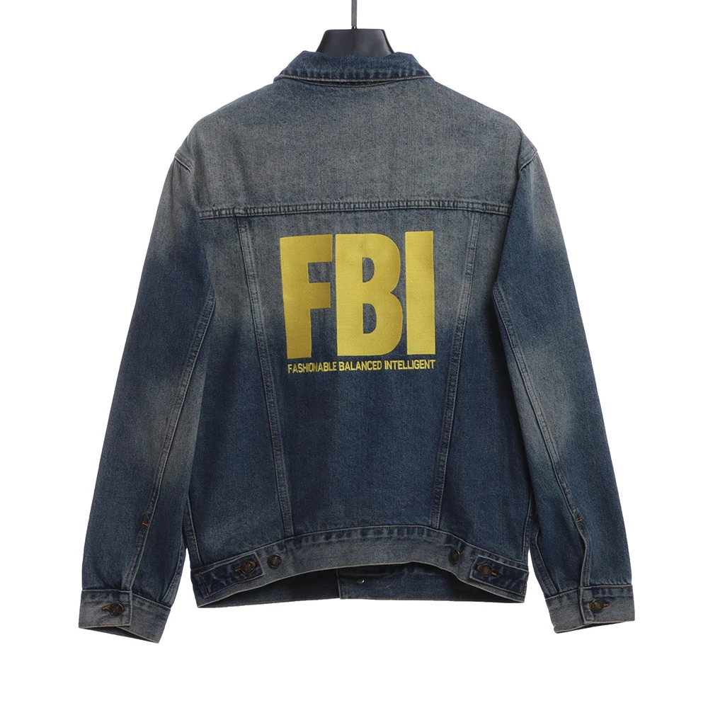 FBI lettering embroidered denim jacket